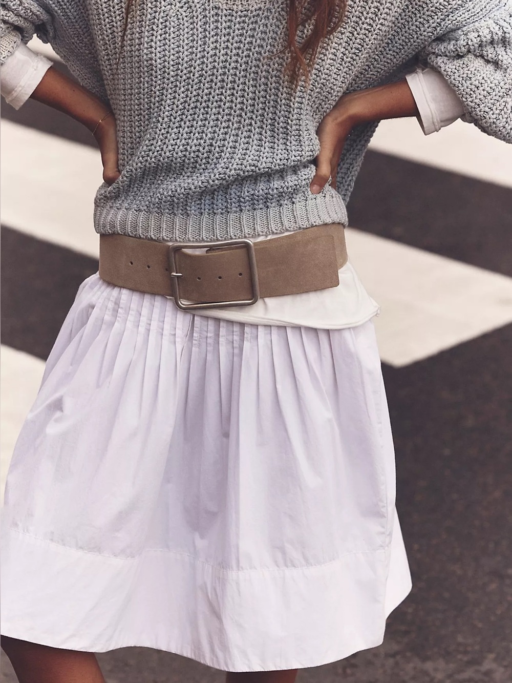 Free People Suede Hex Hip Belt Brown S/M